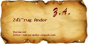 Zárug Andor névjegykártya